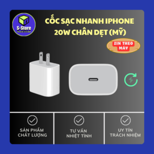 CỦ SẠC IPHONE 20W ZIN APPLE THEO MÁY (MỸ)